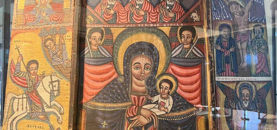 Icons from 17th century ethiopian art inside ethnology museum of addis ababa