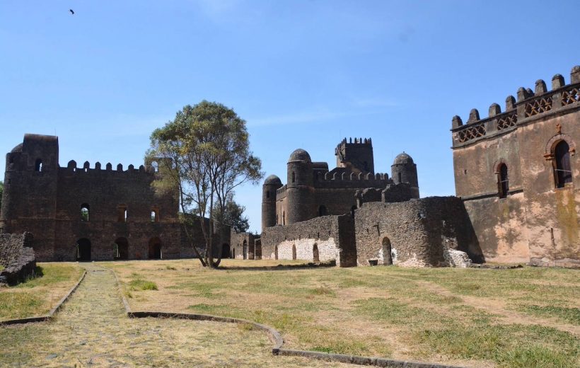 The majestic Royal Enclosure of Gondar, featuring ancient castles and palaces